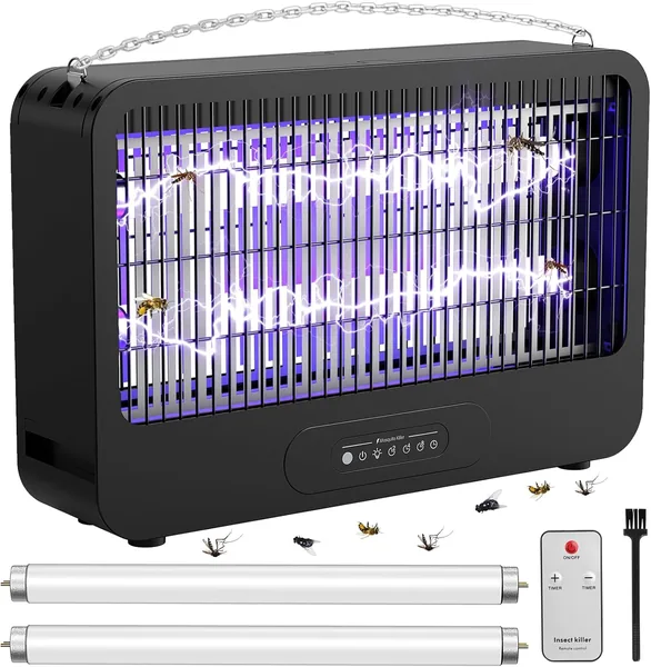 Mosquito Killer Lamp, Double Side 4000 V Electric Mosquito Net, 20 W UV Mosquito Lamp with Remote Control