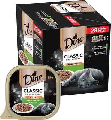 Dine Adult Wet Cat Food - Chicken & Turkey Slices 85g x 28