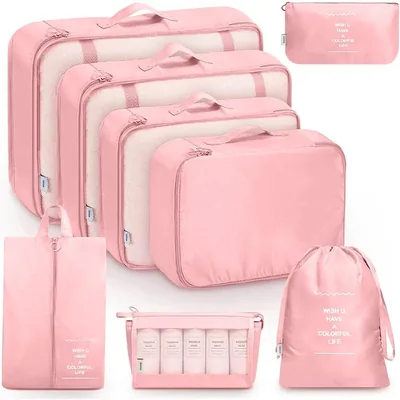 DAHAN 8PCS Organizadores de Viaje para Maletas, Bolsas de Equipaje Impermeable Cubo Embalaje de Viaje Bolso de Almacenamiento - Mejor Oferta