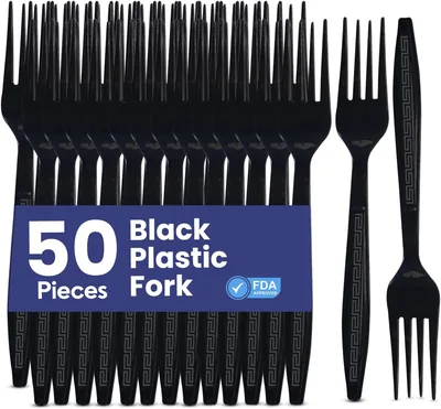 SNH Packing Black Plastic Forks - 36% Off