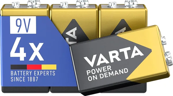 VARTA 9V Block Batteries, Pack of 4