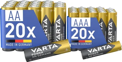 Baterías VARTA 20x AA y 20x AAA, Pack Mixto, Paquete de 40, Almacenamiento, para Accesorios Informáticos, 27% de Descuento