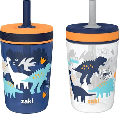 Zak Designs DinoRoar Kelso 15oz Leak-Proof Toddler Cups (2 Pack)