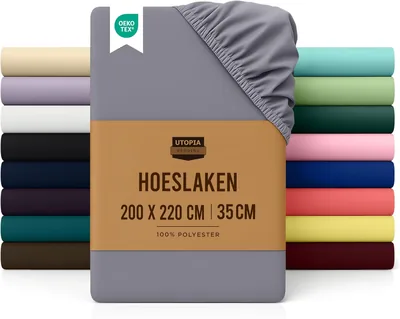 Utopia Bedding Flat Sheet, 200 x 220 cm, Zacht Matras, Geborsteld Microvezel, 200 cm Bed, Grijs - Best Deal