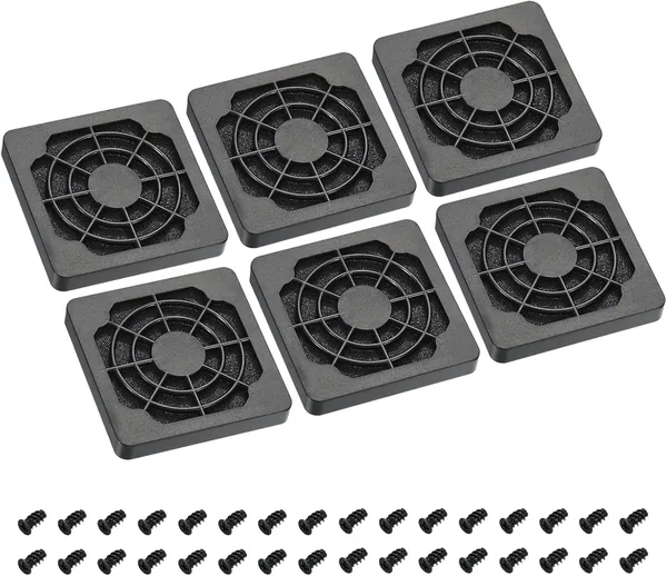 PATIKIL 50mm Cooling Fan Filter with Screw, 6 Pack ABS Ventilator Grill Protector Guard for Fan Protective Cover DIY, Black
