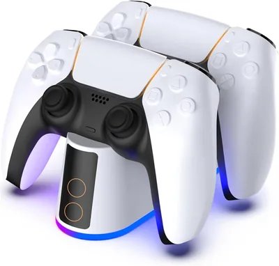 محطة شحن لـ جهاز تحكم PS5 مع إضاءة RGB، ANYOUI، شاحن سريع لجهاز PlayStation 5، مؤشر LED، USB C