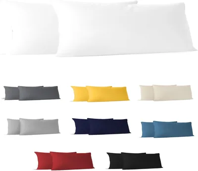 Dreamzie Taie Pillow 40x145 cm (2 stuks) 100% Katoen Sweater 150 GSM - Wit - Kussensloop 40 x 145 Katoen - Resistent en Hypoallergeen