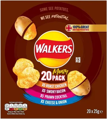 Walkers Meaty Variety Multipack Crisps - 20 x 25g