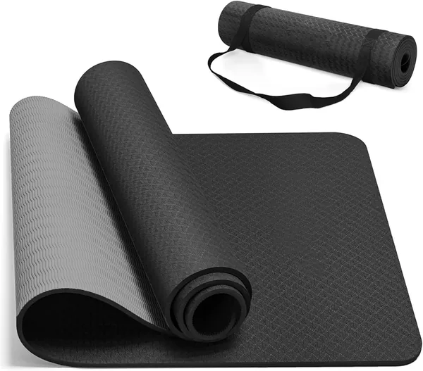 Tapete de Yoga Antideslizante 183 x 61CM, Esterilla Ecológica de TPE de 6mm, Ideal para Pilates