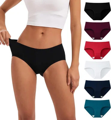 InnerSy Mujeres Algodón Elástico Culotte Cintura Media Ropa Interior Pack de 6 | Transpirable, Cómodas Ropa Interior