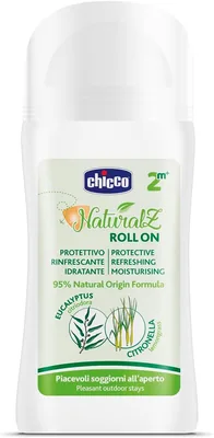 CHICCO NaturalZ Roll On Protettivo 60 ml Protezione Naturale per l'Estate con Limone e Eucalipto, Protezione Giorno e Notte - 48% di Sconto