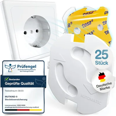 MUTKIND 25er Sockets Kindersicherung mit Klebeband - Drehmechanismus für Kindersicherheit - 38% Off