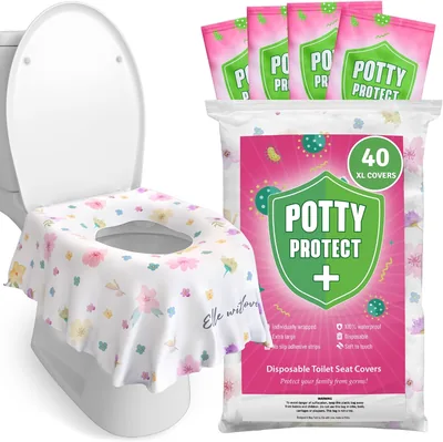 40 Extra Large Floral Toilet Seat Covers (2 Pack)
