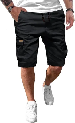 Jmierr Men's Cotton Cargo Shorts, Casual Summer Trousers with Pockets