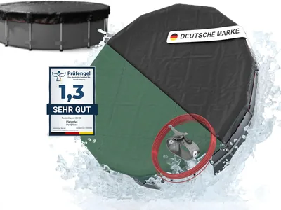 Planenfux® Poolabdeckung Rund 450 cm (für Durchmesser 420-460 cm Pools) Solar | 2-in-1 Poolplanen-Tarp aus 200 g/m² PE Material