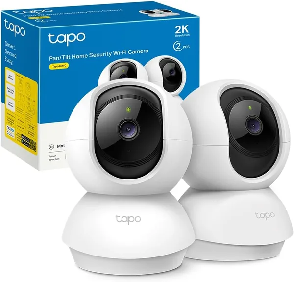 Tapo C210(2-Pack) - WiFi IP Camera 360 Surveillance Camera 2K (3MP), Night Vision, Supports SD Card