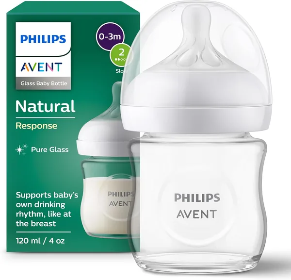 Philips Avent Glas-Babyflasche Natural Response 120 ml - BPA-frei für Neugeborene, 8% Rabatt