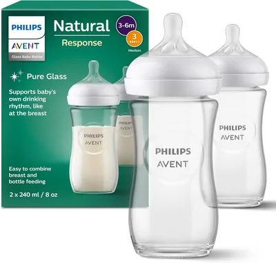 Philips Avent Natural Response Glasnappflaska - 2x 240ml BPA-fria för nyfödda, modell SCY9 (46% Off)