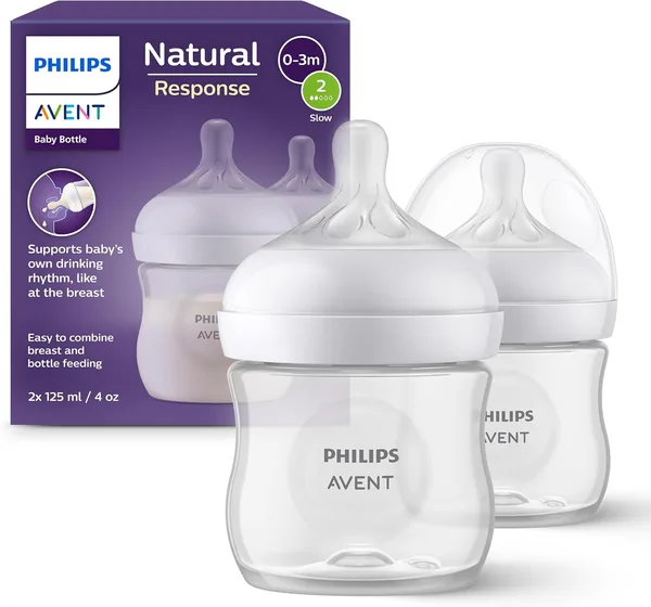 Philips Avent Natural Response Flask - 2 stk 125ml BPA-fritt för nya borbar, 0+ månader (SCY900/00)
