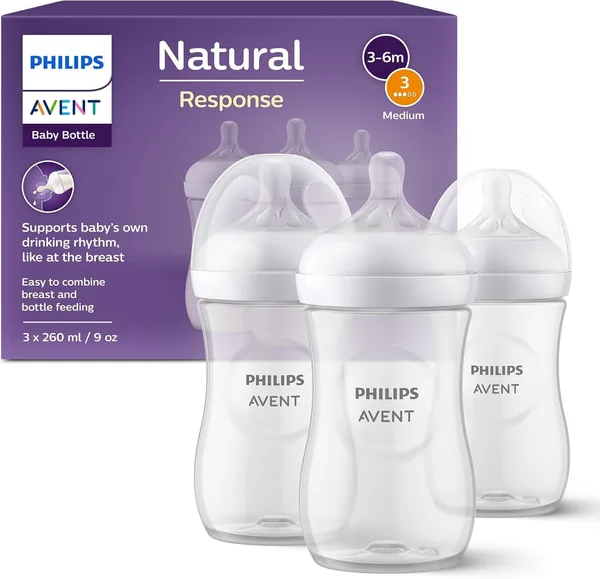 Philips Avent Babyflaschen Natural Response - 3x Babyflaschen, 260 ml