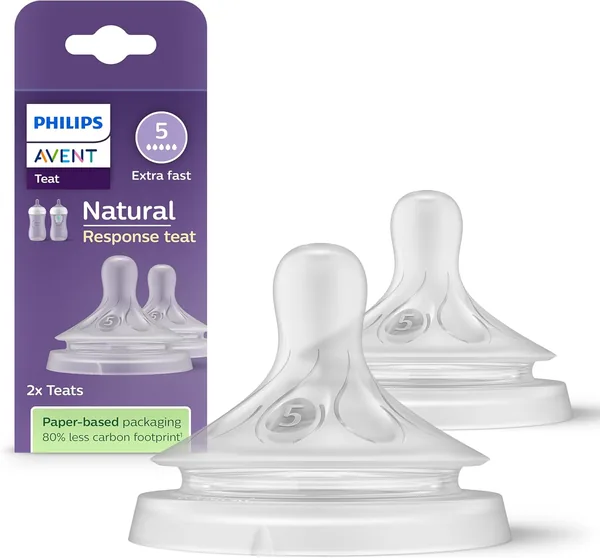 Philips Avent Tetina de biber n Natural Response: 2 tetinas de biber n de flujo