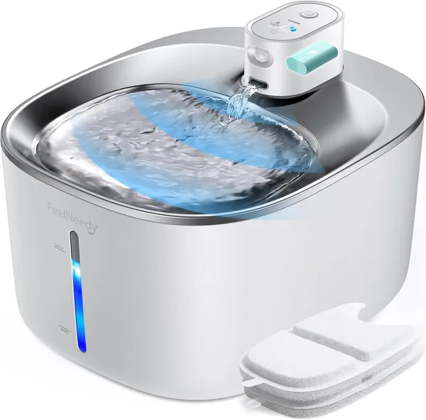 Fontana para Gatos FEELNEEDY sin Batería con Sensor de Movimiento, 4L Fuente de Agua Fría para Gatos con Batería Recargable de 4000mAh - 32% de Descuento