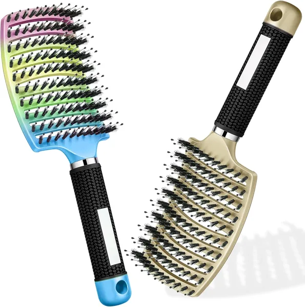 Brosse à cheveux démêlante pour cheveux bouclés | Anti-frizz pour femmes et enfants - Brosse sèche pour cheveux épais et fins