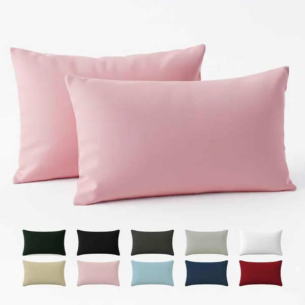 Dreamzie Pillowcase/Cushion Cover 40 x 80 cm, Reinforced Cotton (Set of 2), Pink, Densely Woven with 57 Threads/cm , Oeko Tex Certified