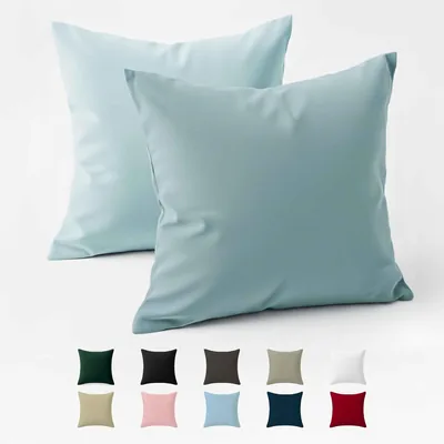 Ensemble de 2 coussins de 60 cm en coton renforcé - Bleu clair - Tissu serré de 57 fils/cm² - 60 x 60 cm