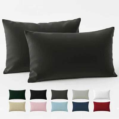 Housse de coussin renforcée en coton - Anthracite - Tissage serré de 57 fils/cm² - 40 x 80 cm - Oeko - Meilleur Prix