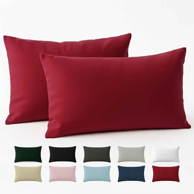 Oreiller en coton renforcé - 50x70 cm - Rouge bordeaux - Tissu serré de 57 fils - Certifié Oeko-Tex - Meilleure offre