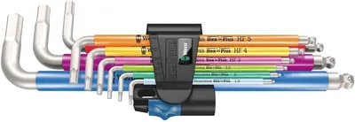 Wera 3950/9 Hex-Plus Multi-Color Key Set, 9 Piece