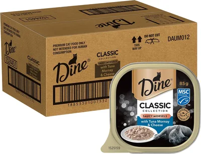 Dine Classic Wet Cat Food Tuna Mornay & Cheese 85g x 14 Tray Best Deal