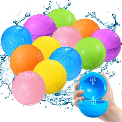 12 Balones de Agua Reutilizables para Niños, Juguetes de Verano para Niños, para Fiesta en la Piscina o la Playa - 26% de Descuento