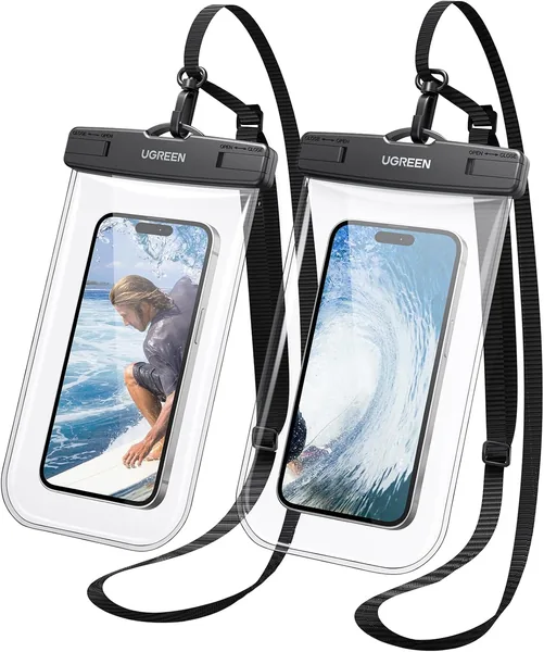 UGREEN Waterproof Phone Case, 2 Pack IPX8 Certified 30M Waterproof Phone Pouch Cellphone Dry Bag Case Fit for iPhone 17/16/15/14 Series