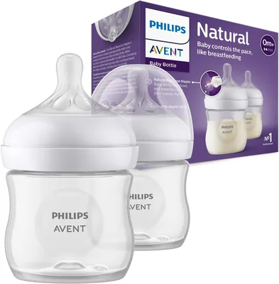 Butelka Philips Avent Natural z Responsywnym Smoczkiem 125 ml, 2 szt. (SCY900/02) - Najlepsza cena