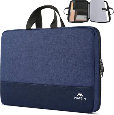 MATEIN Etui na laptopa, wodoszczelna torba na laptopa | etui ochronne z uchwytem, etui na laptopa 15,6 cala, Ciemnoniebieski