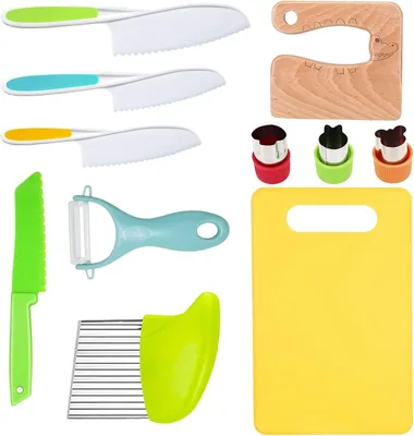 11 Piece Wooden Kids Kitchen Knife Set - 53% Off