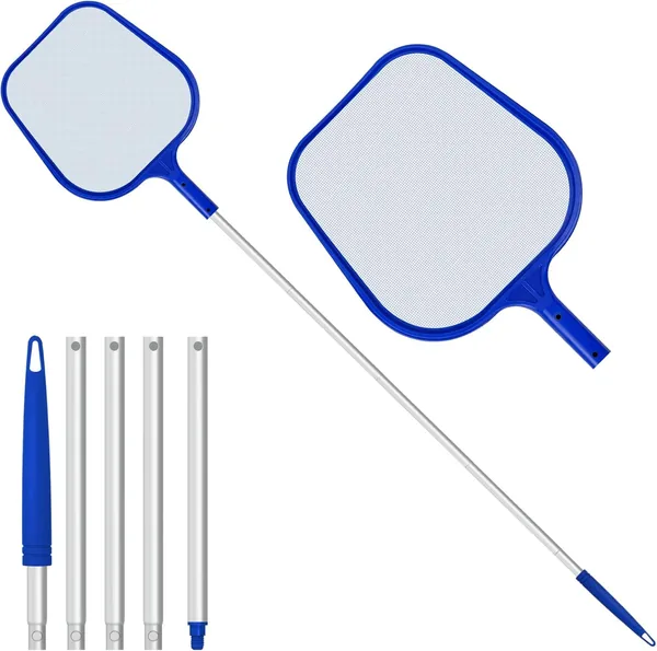 Landing Net Pool, Jsdoin 120 cm Long Pond Net with Telescopic Pole, Fine Mesh - For Pond, Algae & Bestway Pool, Algae Net Nylon Net