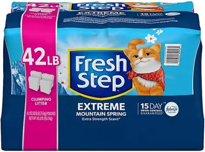 Fresh Step Extreme Scented Litter con el Poder de Febreze. Arena aglutinante para Gatos, Aroma Mountain Spring, 42 Libras (19)