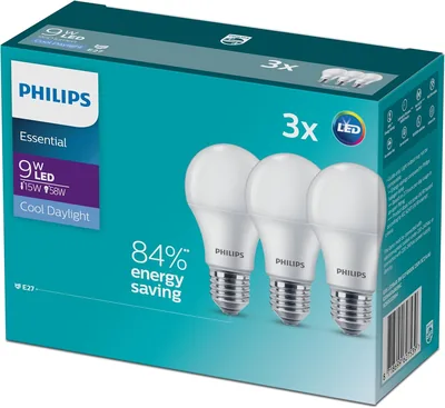 Philips 9W E27 LED Bulb 3-Piece Cool Daylight Best Deal