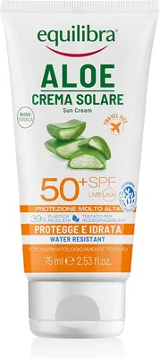 Equilibra Solari Crema Solare SPF 50+ con Aloe Vera, Vitamina C ed E, Olio di Argan e Burro di Cocco - Travel Size, Sconto 30%