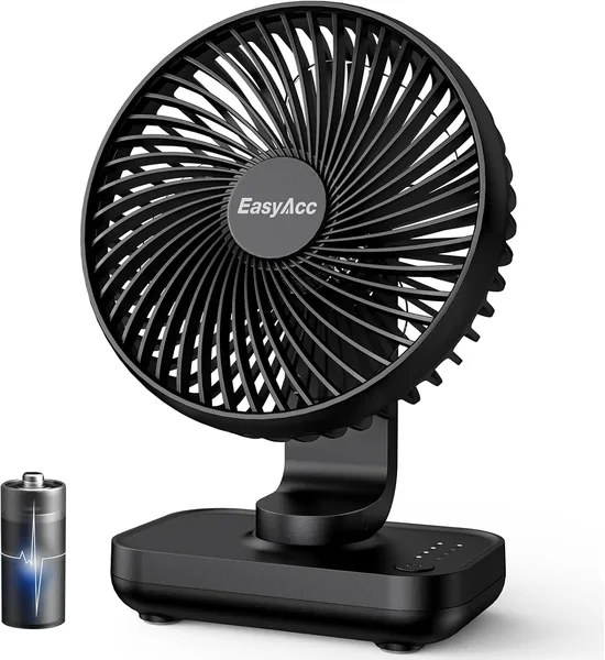 EasyAcc Tischventilator 4000 mAh USB-Ladeventilator Klein, Tragbarer Basisventilator mit 4 Geschwindigkeitsstufen für Camping, Büro, Bibliothek und Zuhause - Best Deal