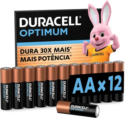 Duracell Pilha Optimum AA Pequena - Dura até 30x Mais - Ideal para Xbox™, Brinquedos e Lanternas