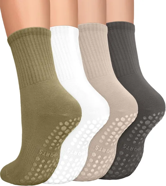 YeuG Pilates Socks for Women - Non Slip Grip Socks for Yoga, Barre, Hospital, Barefoot