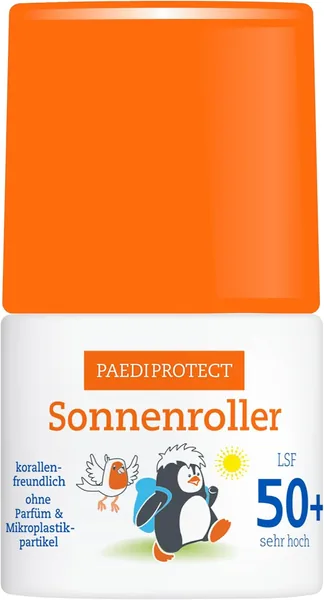 PAEDIPROTECT Sun Roller SPF 50+ 50 ml, Coral Friendly Sun Cream for Baby, Children and Adults, Perfume and Microplastics Free, Vegan