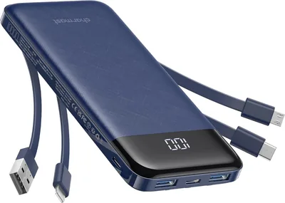 Charmast 10000mAh Power Bank with Cables