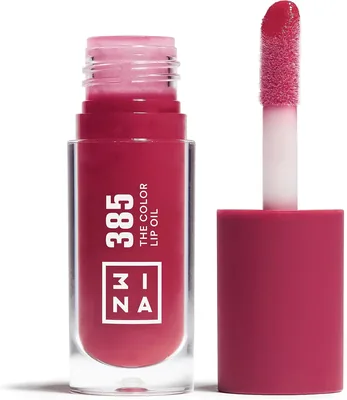 3INA Makeup - Aceite de Labios Color 385 - Rojo Fresa - Bálsamo Hidratante 24h y Ácido Hialurónico - Brillo y Volumización