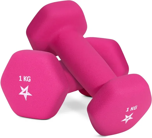 Yes4All Hexagonal Neoprene Gym Dumbbell Set - Pair of Weights for Home Gym