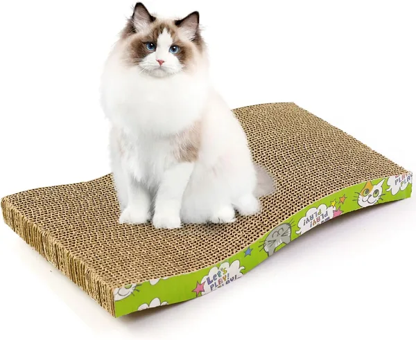 SKY-TOUCH Pet Cat Scratcher Board Cardboard, Cat Toys Durable Cat Scratching Pad Cat Grinding Claw, Cat Cardboard Bed, Cat Scratching Pad & Lounge